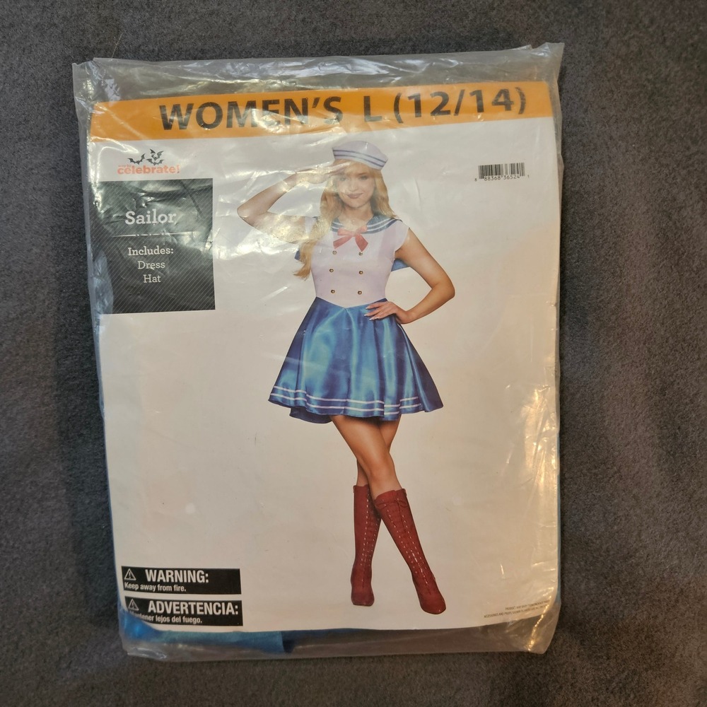 Celebrate Women's Sailor Costume Dress Hat‎ Halloween Nautical  Party L 12 14